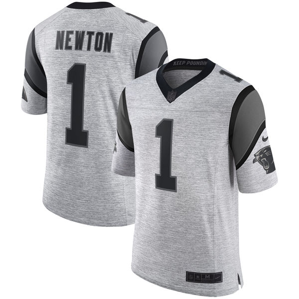 Nike Panthers #1 Cam Newton Gray Men's Stitched NFL Limited Gridiron Gray II Jersey